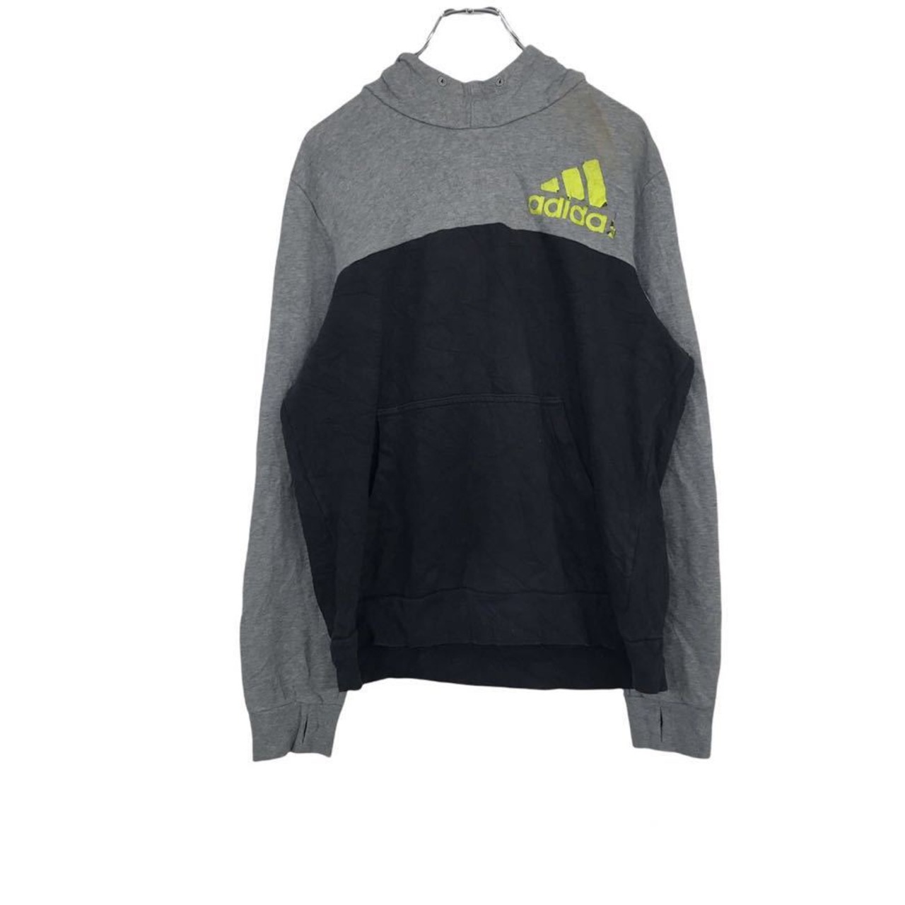 adidas ロゴパーカー L グレー ブラック アディダス スウェット 