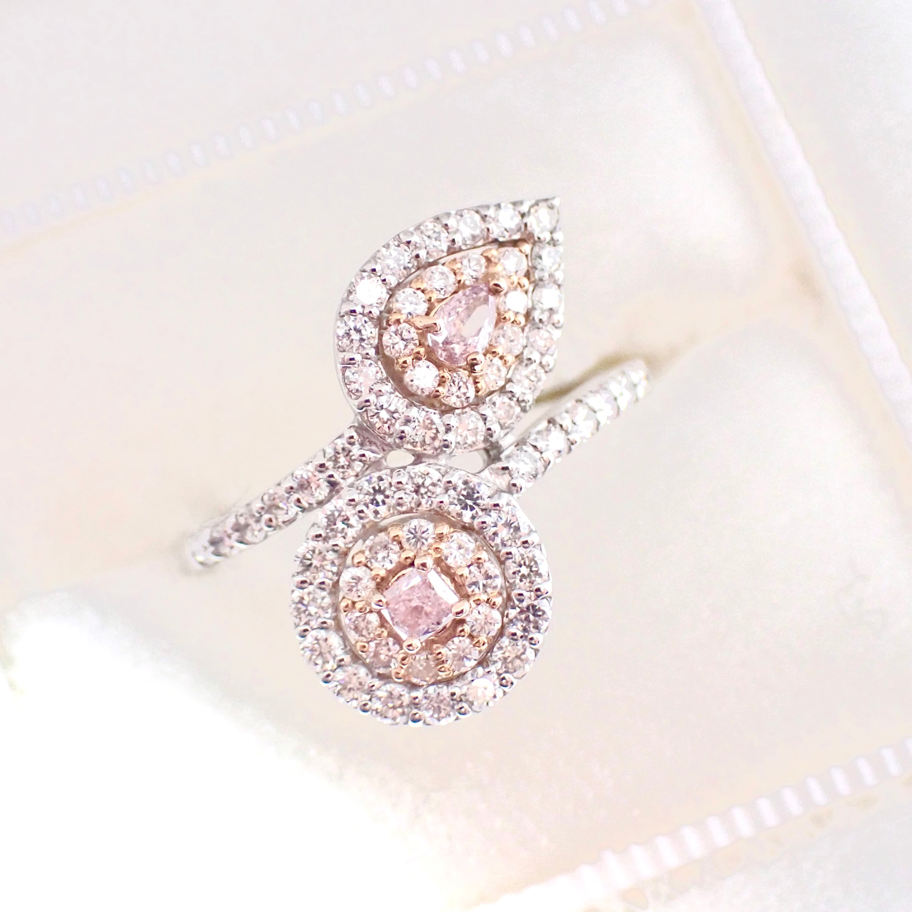 Made in Japan】Pt950 K18 Pink Diamond Ring in 0.062ct Fancy Light