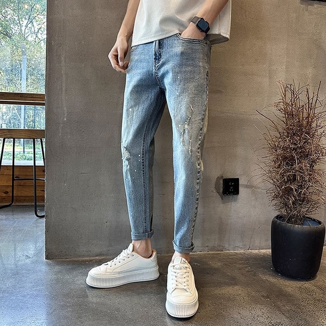 ダメージ加工スリムデニムパンツ PA0136