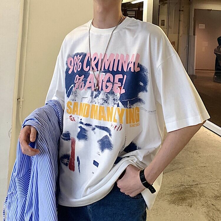 全2色 Tシャツ カットソー プリント カジュアル おしゃれ