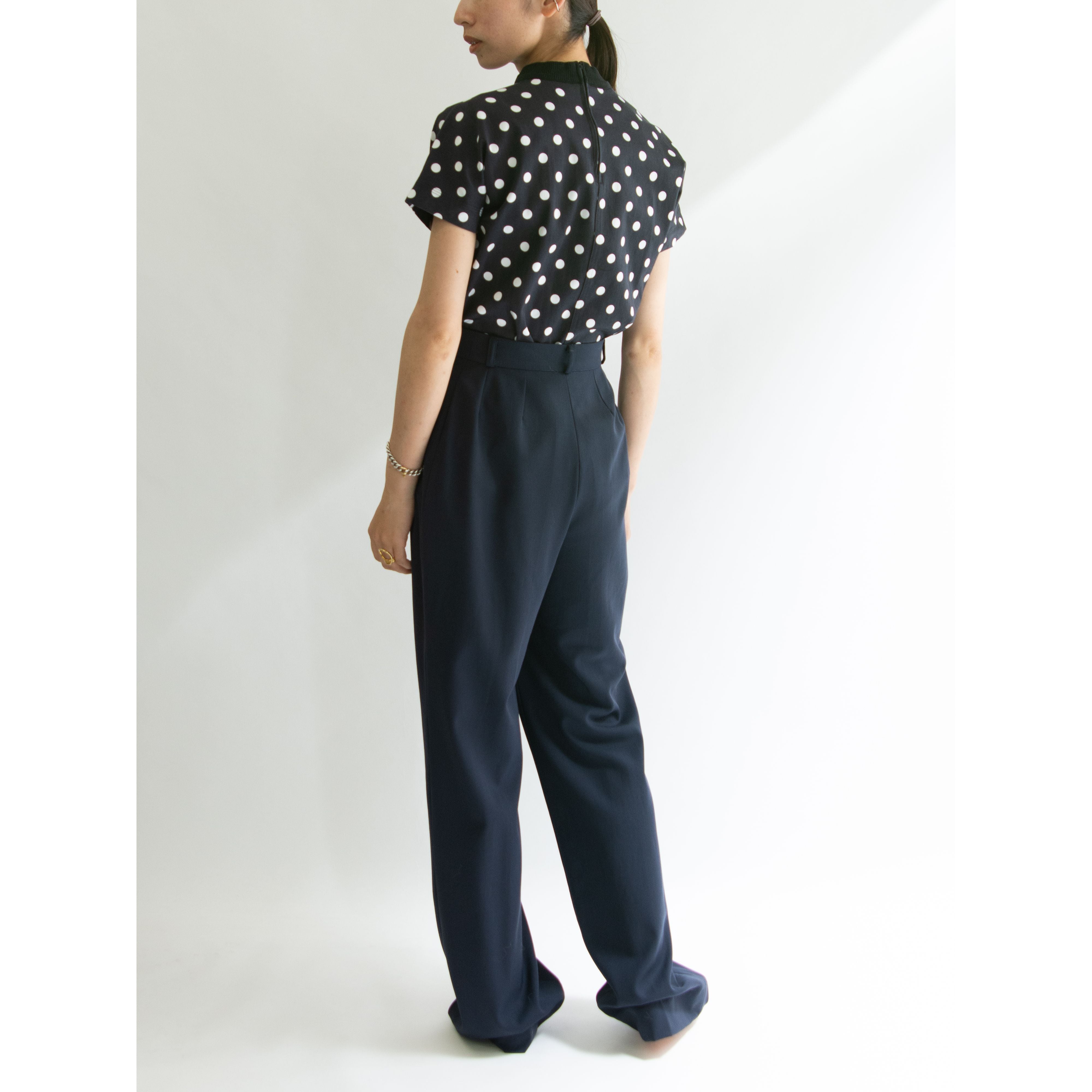 【Gianni Versace】Made in Italy Viscose-Nylon-Acrylic Dot Pullover(ジャンニヴェルサーチ イタリア製 ドット柄ストレッチプルオーバー)