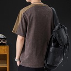 Cotton Oversized Line Design Crew Neck Short Sleeve T-Shirt ◇2color H0452