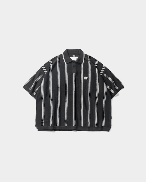 TIGHTBOOTH STRIPE KNIT POLO BLACK