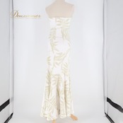 フラダンス 衣装 ワンピース ドレス マカマカ ホワイト系 カーキ系 MakaMaka チューブトップ アシンメトリー ツーカラー かわいい 華やか 鮮やか 明るい きれい 淡い ダンス衣装 ハワイアンダンス レディース ハワイアン ハワイアンプリント 練習