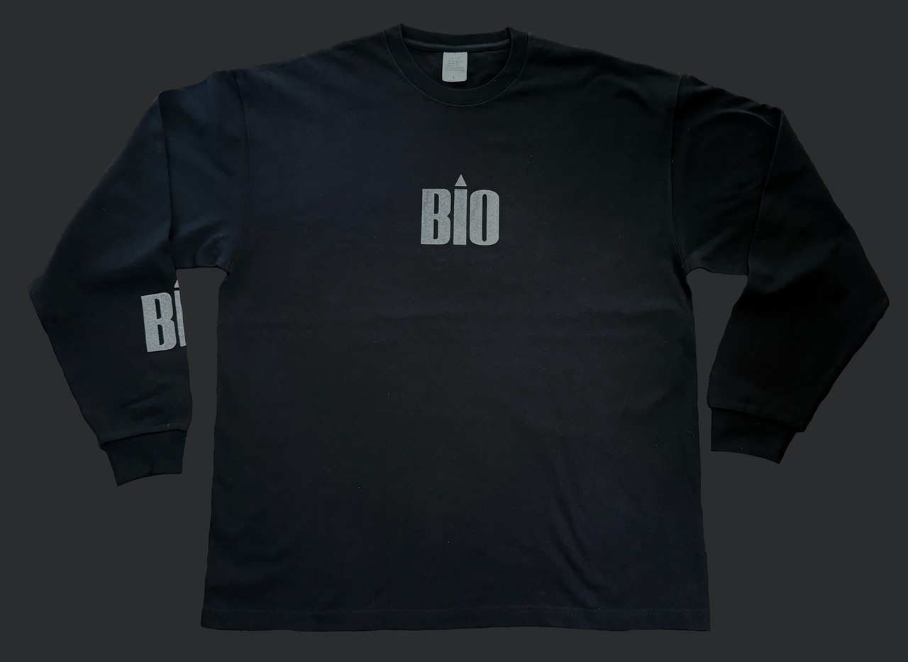 BIO  リフレクタープリント　9.1oz ヘビーウエイト　ロングスリーブ Tシャツ(BK)