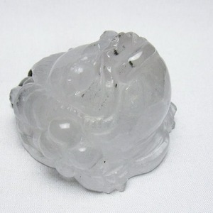 水晶 手彫り-卓上置物-キンセン-金蟾 ガーデンクォーツ 一点物 154-91