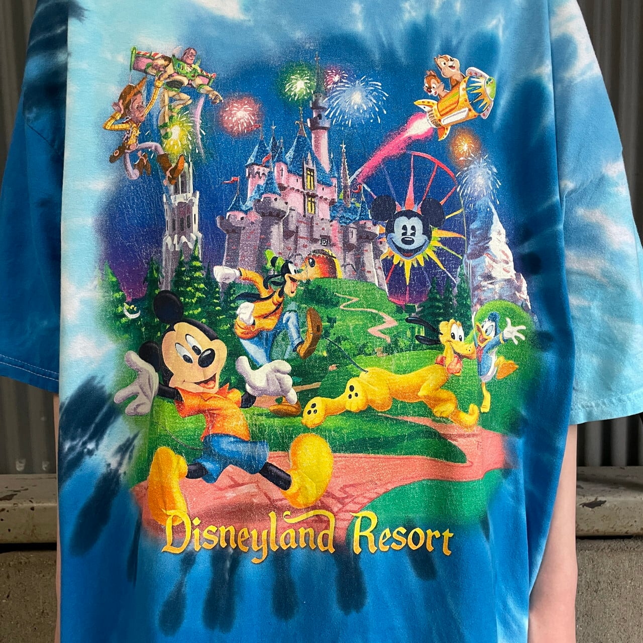 ビッグサイズ Disneyland resort ディズニー タイダイ プリントTシャツ メンズ2XL 古着 ミッキー トイストーリー チップとデール  大きいサイズ 【Tシャツ】 | cave 古着屋【公式】古着通販サイト