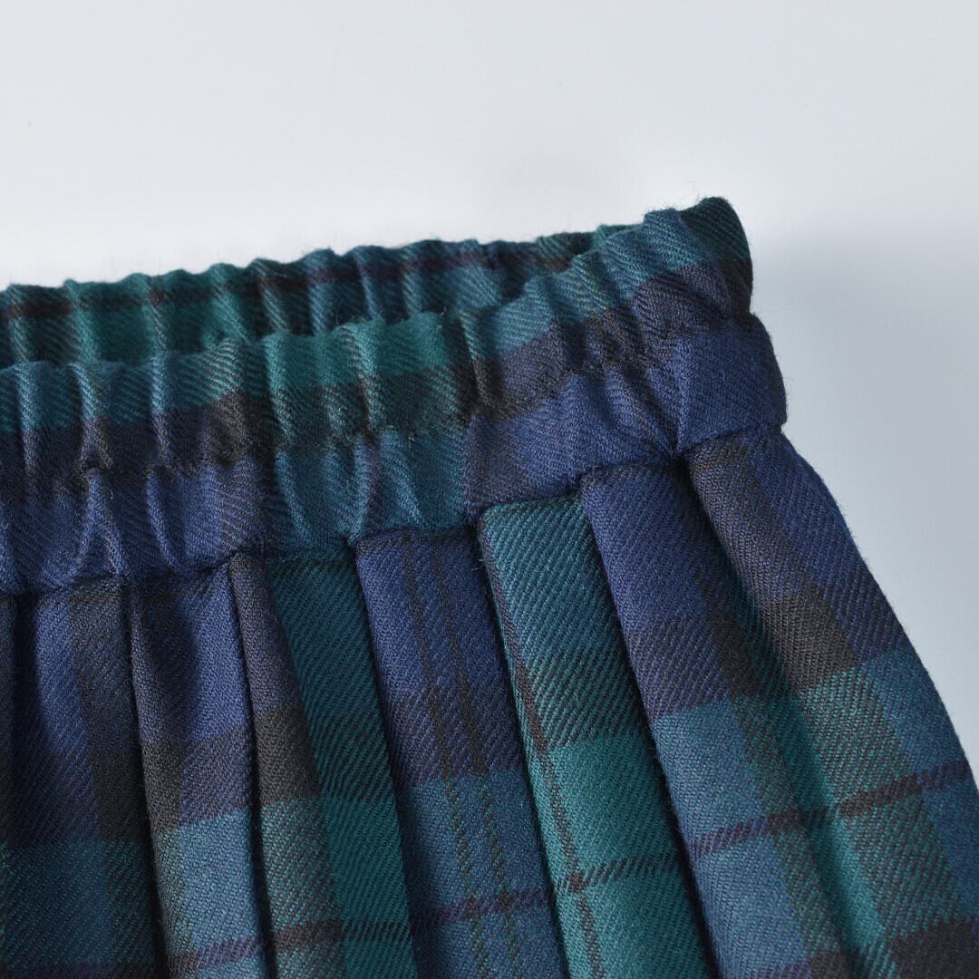 Sarahwear サラウエア ウーステッドタータンチェックプリーツスカート・ブラックウォッチ サラリとした肌触り。裏地付きです【送料無料】