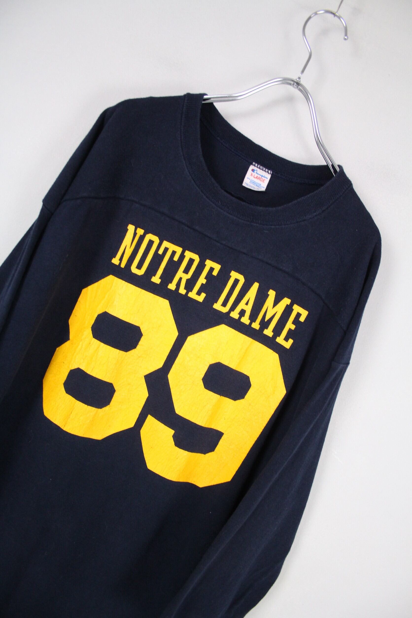1980's vintage Champion "NOTRE DAME" フットボールTシャツ made in USA【CU3173】 cv