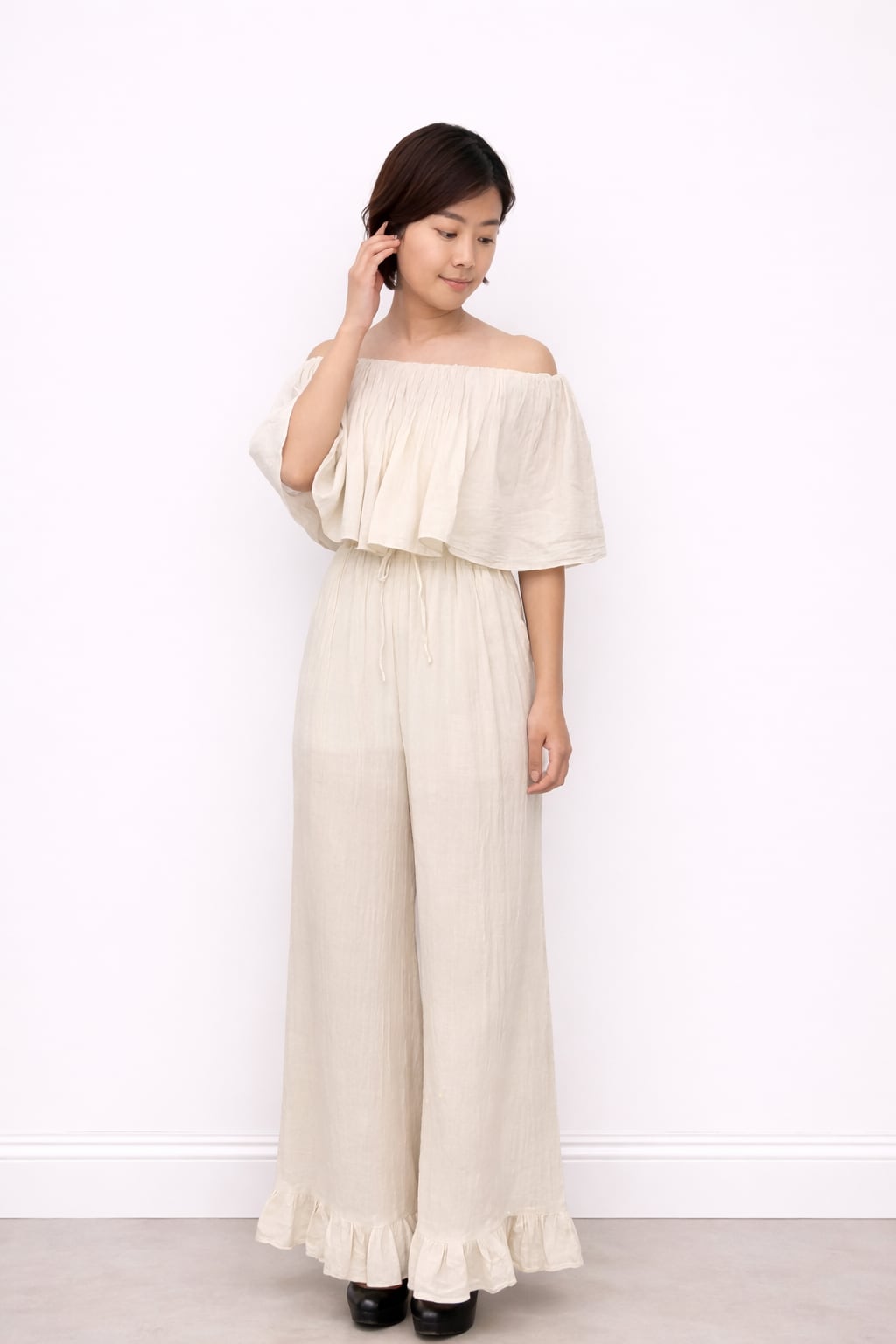 Elaria(エラリア) やわらかな流れ/オーガニックコットンサロペット