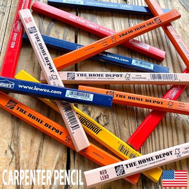 CARPENTER PENCIL カーペンターペンシル 全5柄 鉛筆 色鉛筆 DIY 建築現場 大工工事 アメリカ USA