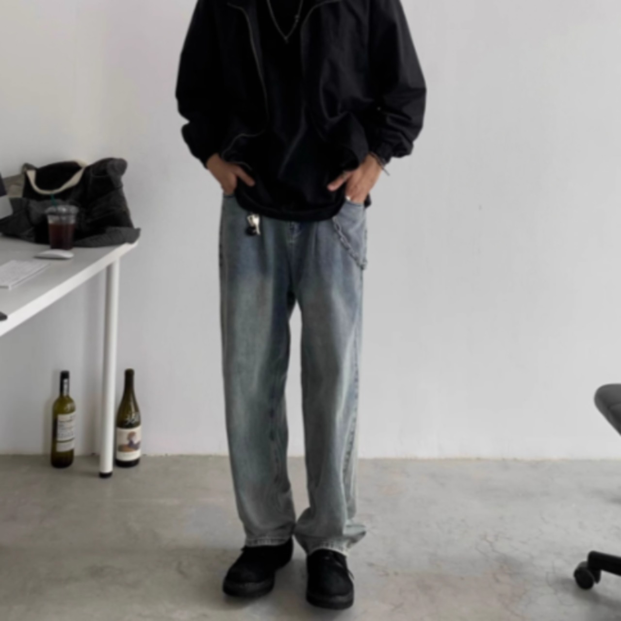 ジップワークシンプルブルゾン　0891