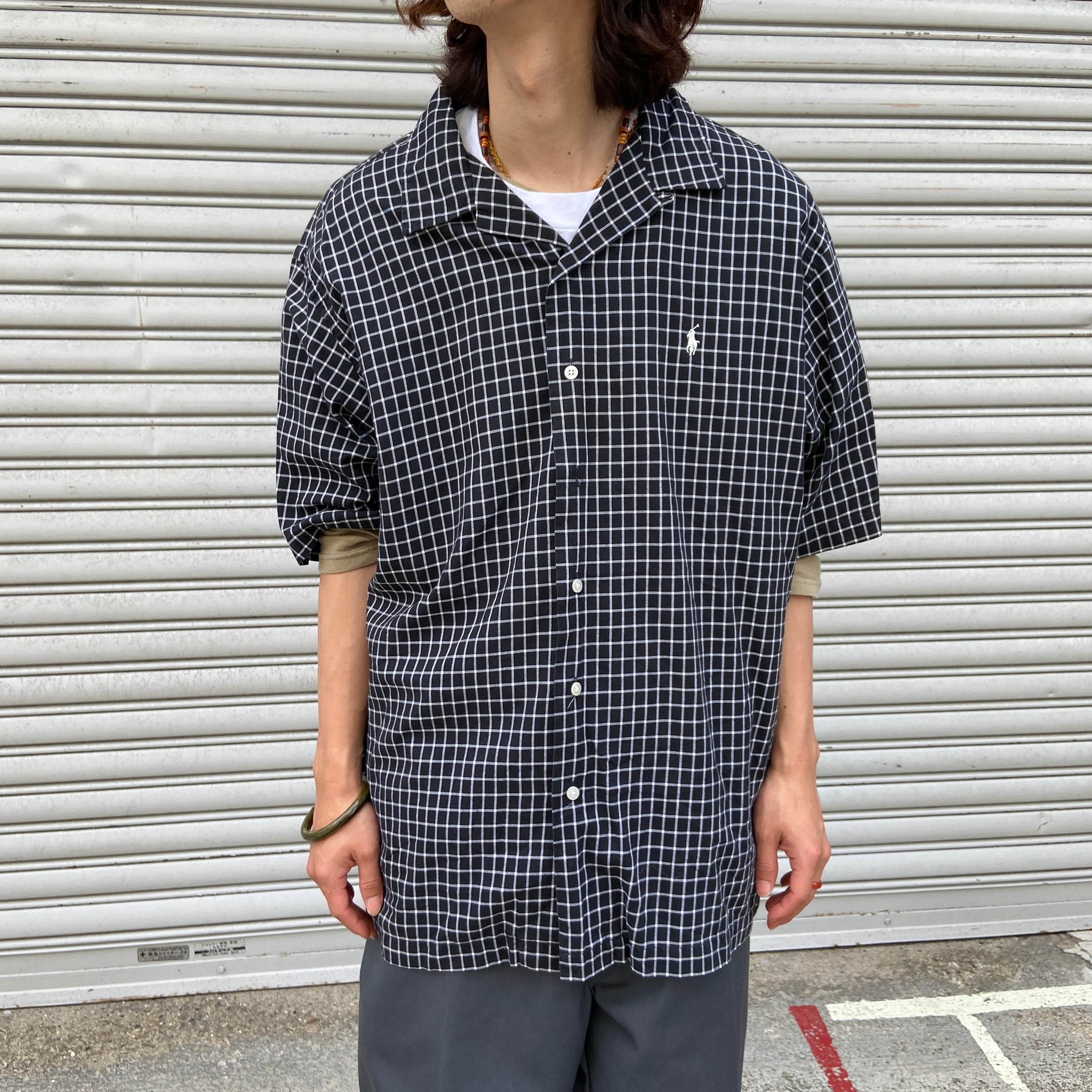 送料無料』Ralph lauren CALDWELL 格子チェック柄オープンカラーシャツ  