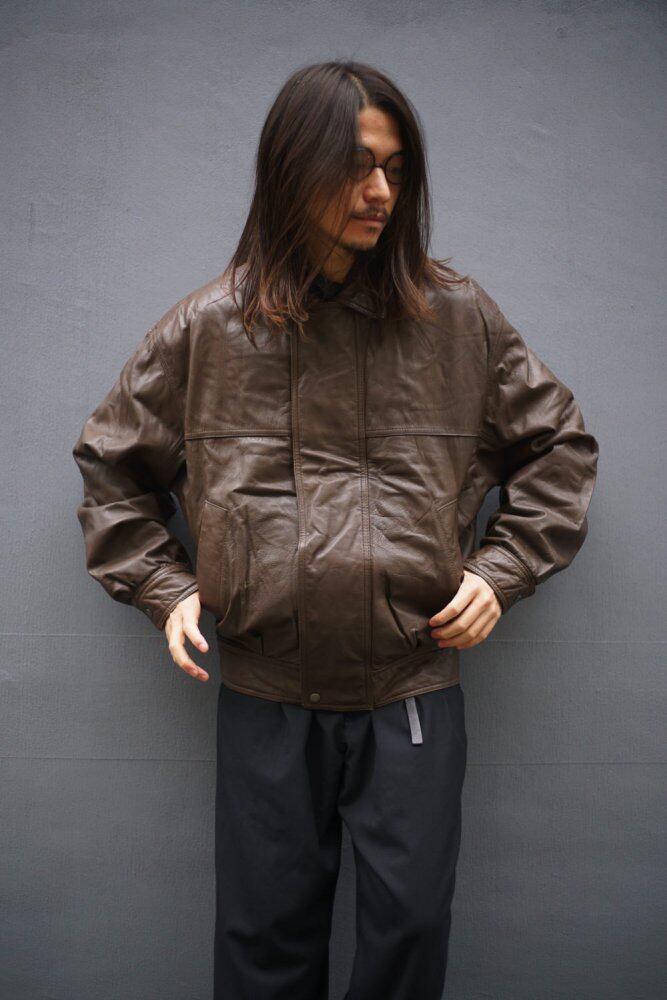 LUIS ALVEAR] Vintage Single Zip Up Leather Jacket [1990s