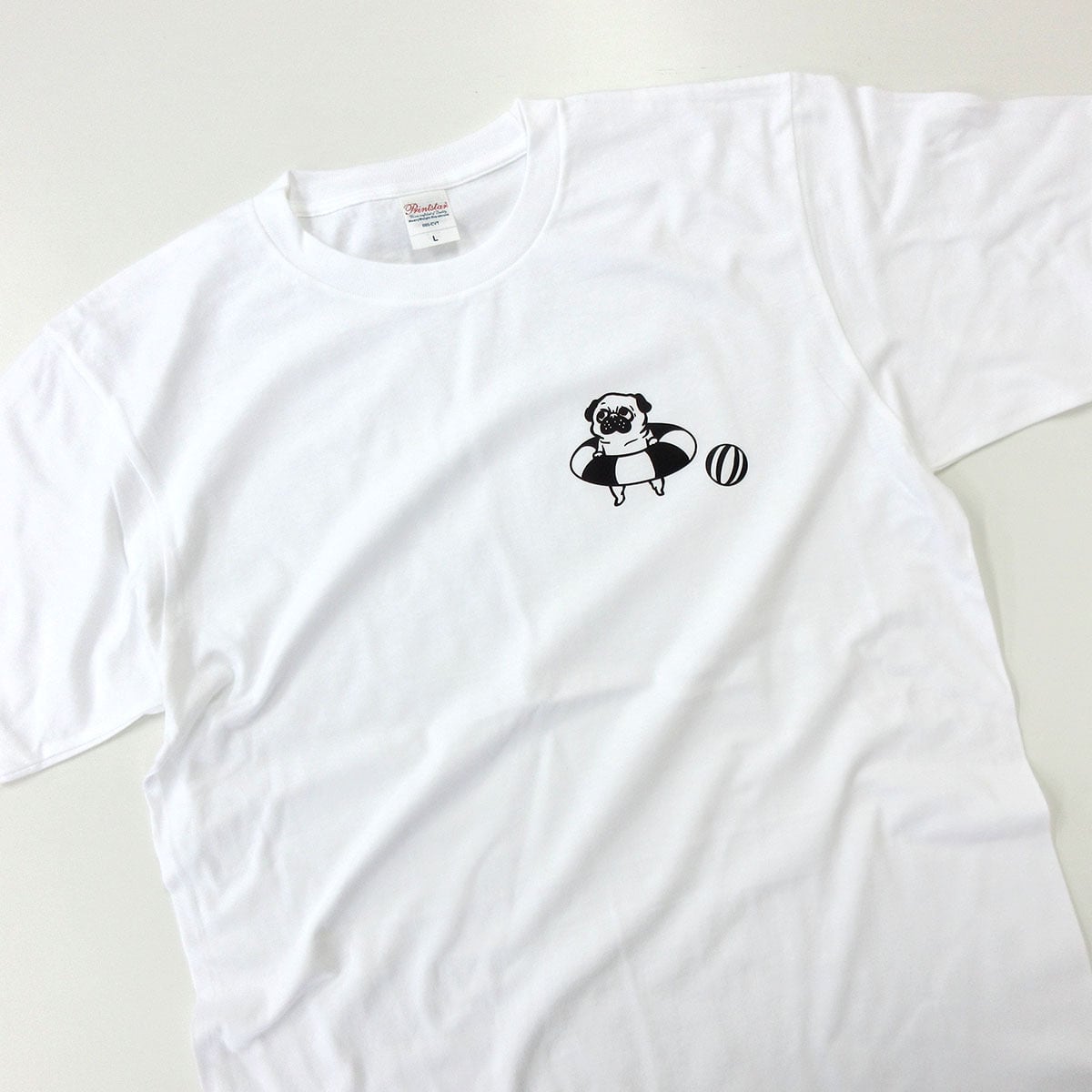 海水浴 パグ Tシャツ dog61 犬 ブヒ パグ 好き 服 ゆるい イラスト