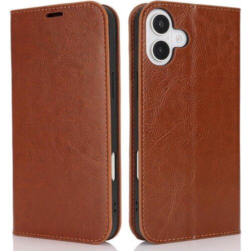 iPhone 16 ケース 手帳型 マグネット無し 耐衝撃 カードケース iPhone 16 対応 手帳ケース アイフォン16 カバー アイホン16 スマホケース iPhone16 ケース 財布型 いPhone16 携帯ケース 適用 case iCoverCase マグネットなし スタンド機能 光沢加工 牛革 レザー 財布型 カード入れ ライトブラウン 3528