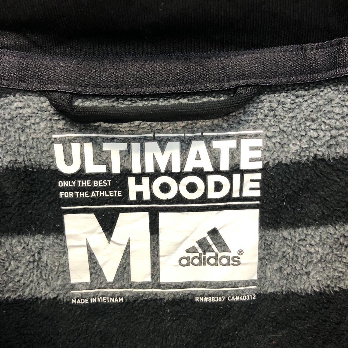 adidas プリント スウェット パーカー アディダス M グレー ボーダー