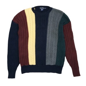 NAUTICA STRIPED CABLE KNIT SWEATER SIZE M (USED)