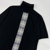 カシミヤ100% CASHMERE カシミヤ タートルネック デザイン 半袖 ニット セーター F/ブラック レディース