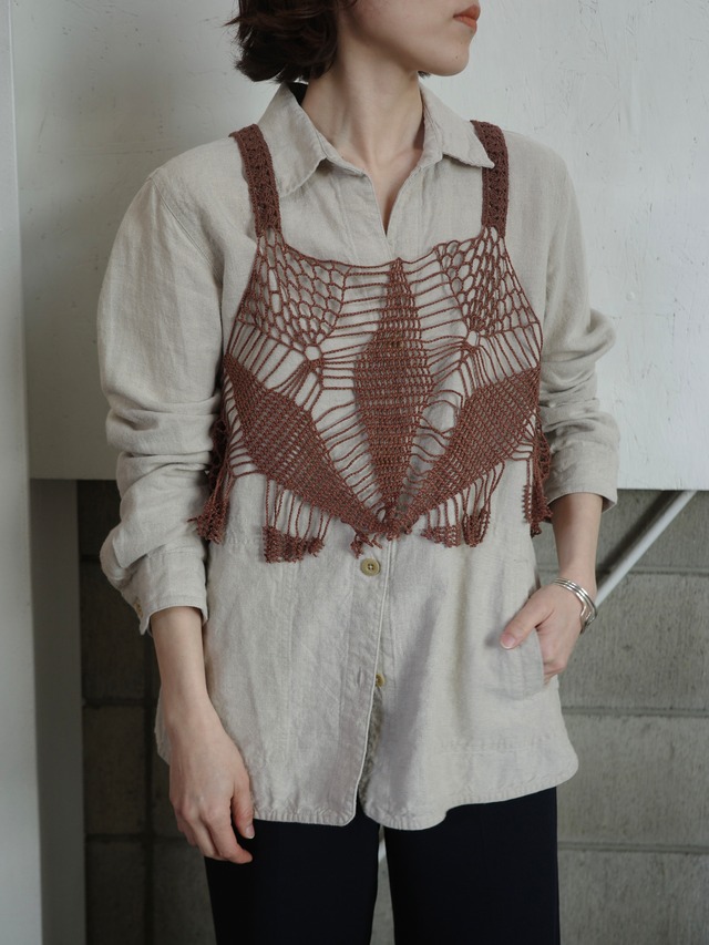 〈vintage〉linen shirt jacket