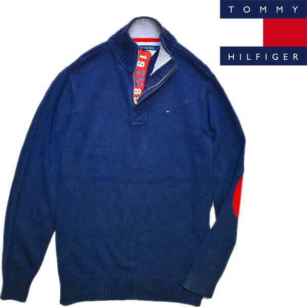 1点物◇トミーヒルフィガーTOMMYハーフジップ紺ニットセーター古着