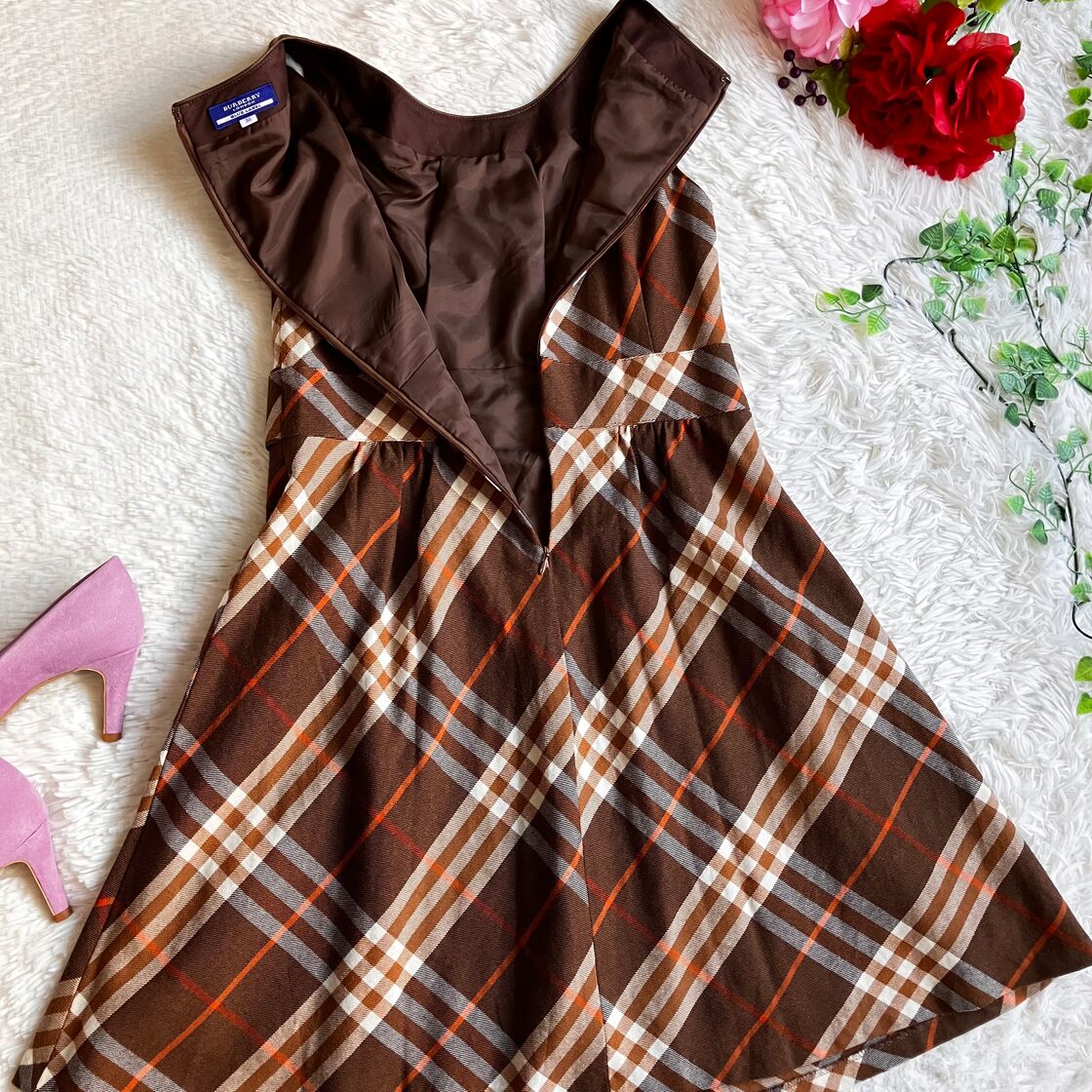 バーバリーブルーレーベル ワンピース 膝丈 チェック ブルーレーベル  