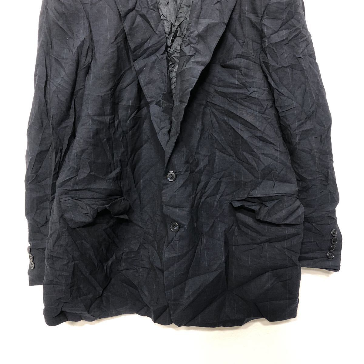 【美品】リングヂャケット　テーラードジャケット　ストライプ　ネービー　48　濃紺 000000000975-01-m.jpg?t=