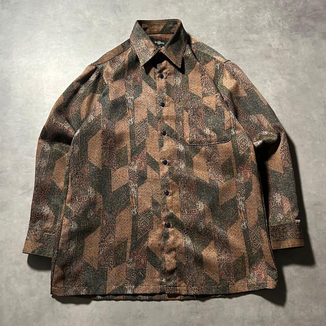ヴィンテージ 総柄 パターン 幾何学 模様 レトロ デザイン シャツ