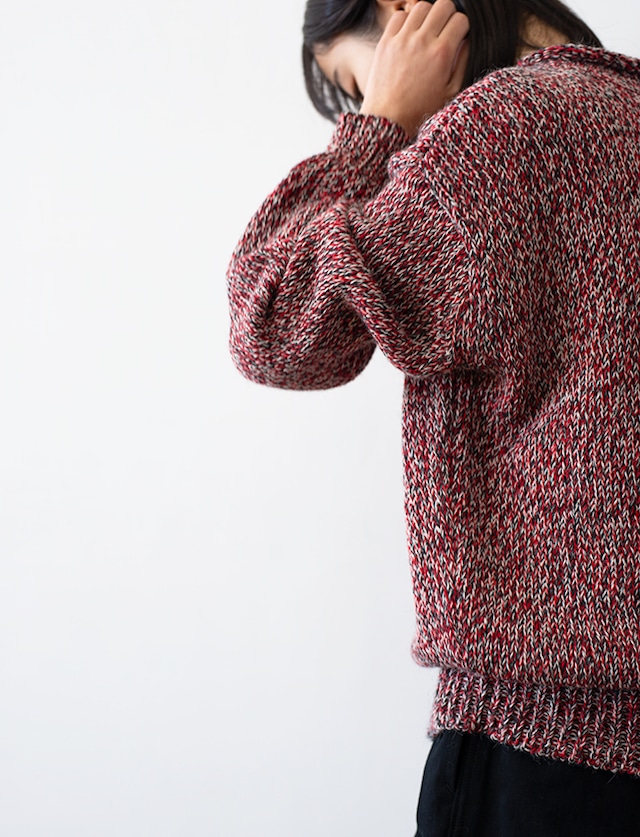 aulico :  CREW NECK KNIT / RED