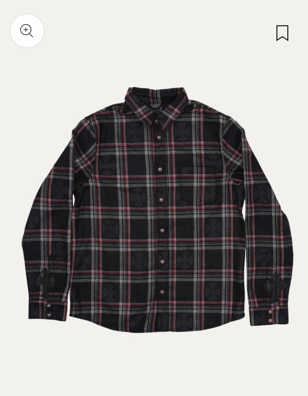 CHROME HEARTS クロムハーツ チェック カシミア クロスパッチ ルーズ 