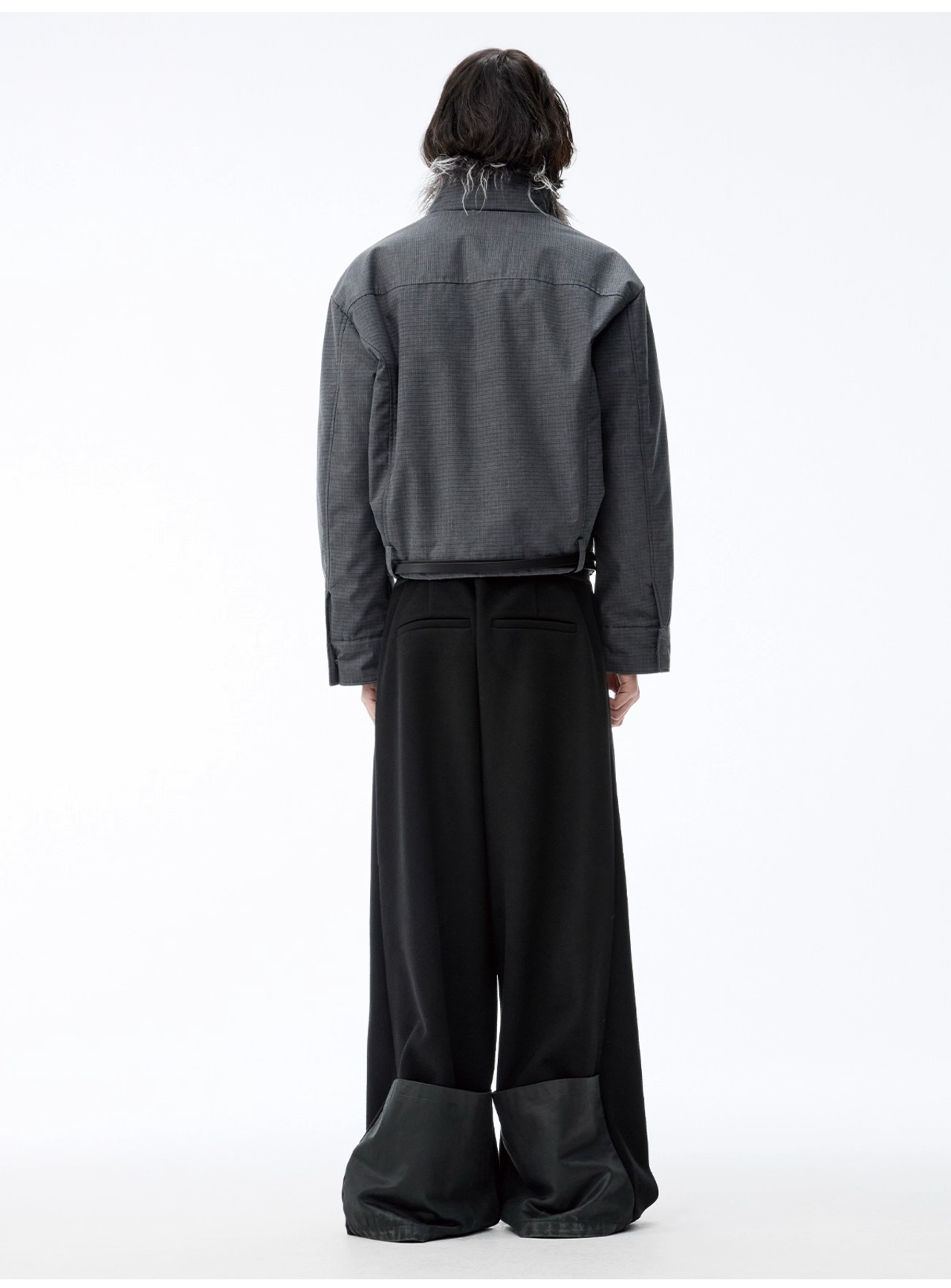 JCAESAR STUDIO Leather Wool Wide Trousers