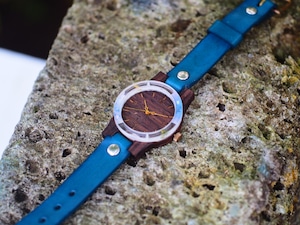 紫陽花の押し花の木製腕時計