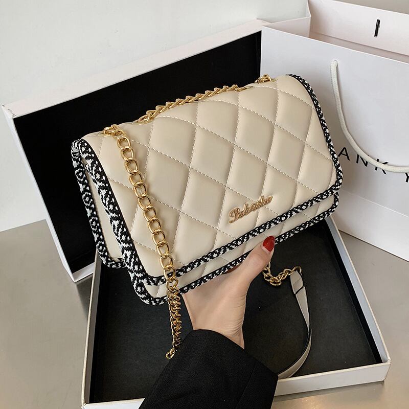 ネット赤の小さなバッグ女性のバッグ2020新しいトレンディなファッションワンショルダーメッセンジャーバッグひし形チェーンテクスチャ小さな正方形のバッグ Tiancai_Wing_Bag5441864