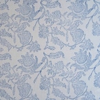 ブロックプリント生地【50cm単位】インド綿 花柄 白×ブルー #52810-WT1