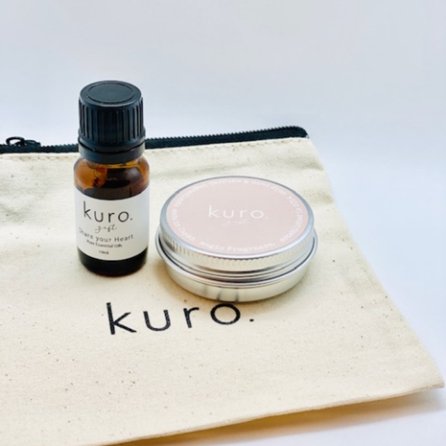kuro.gift 【ポーチ付き】アロマオイル ＆ ディフューザー セット  Share your Heart