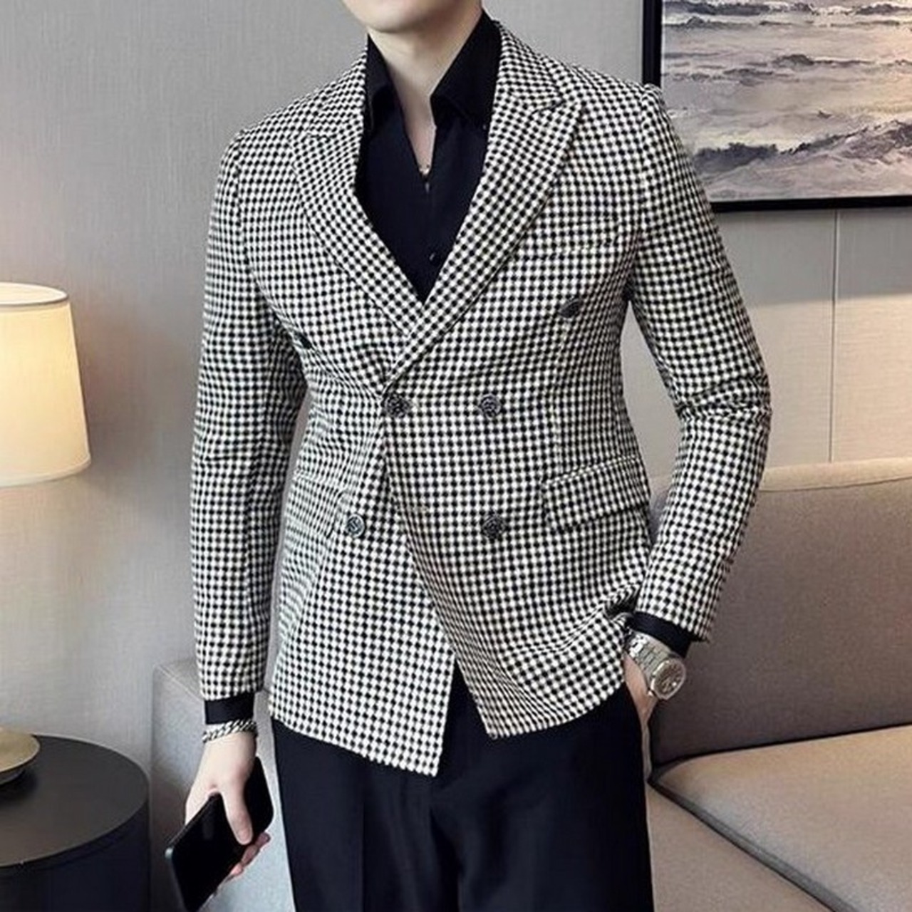 double breasted british suit jacket 00214