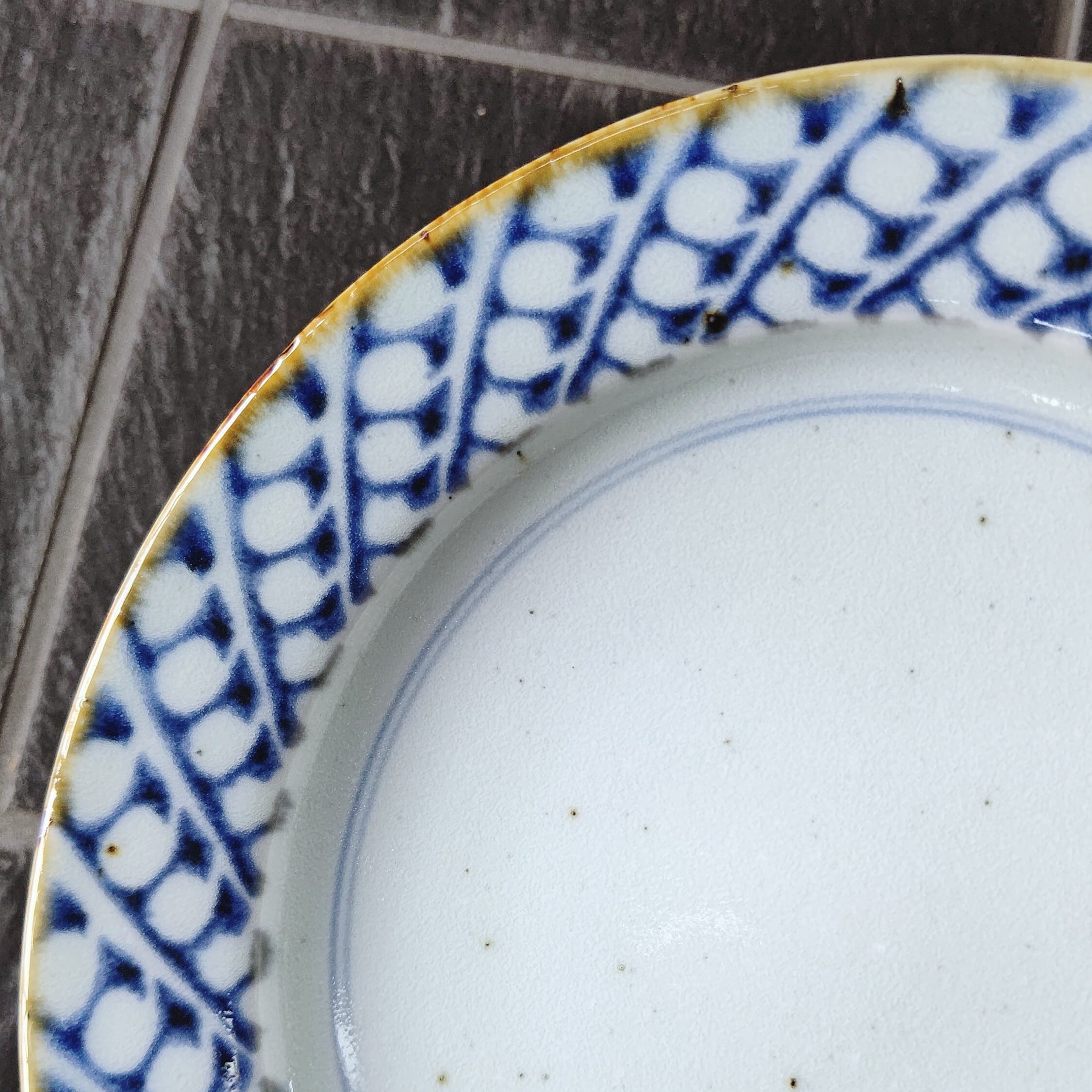 砥部焼 中田窯 リム付皿 （8寸） すずらん柄 3枚