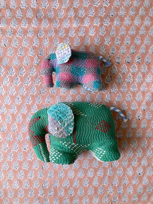 ヴィンテージカンタキルト ゾウさん ぬいぐるみ 大人ゾウ