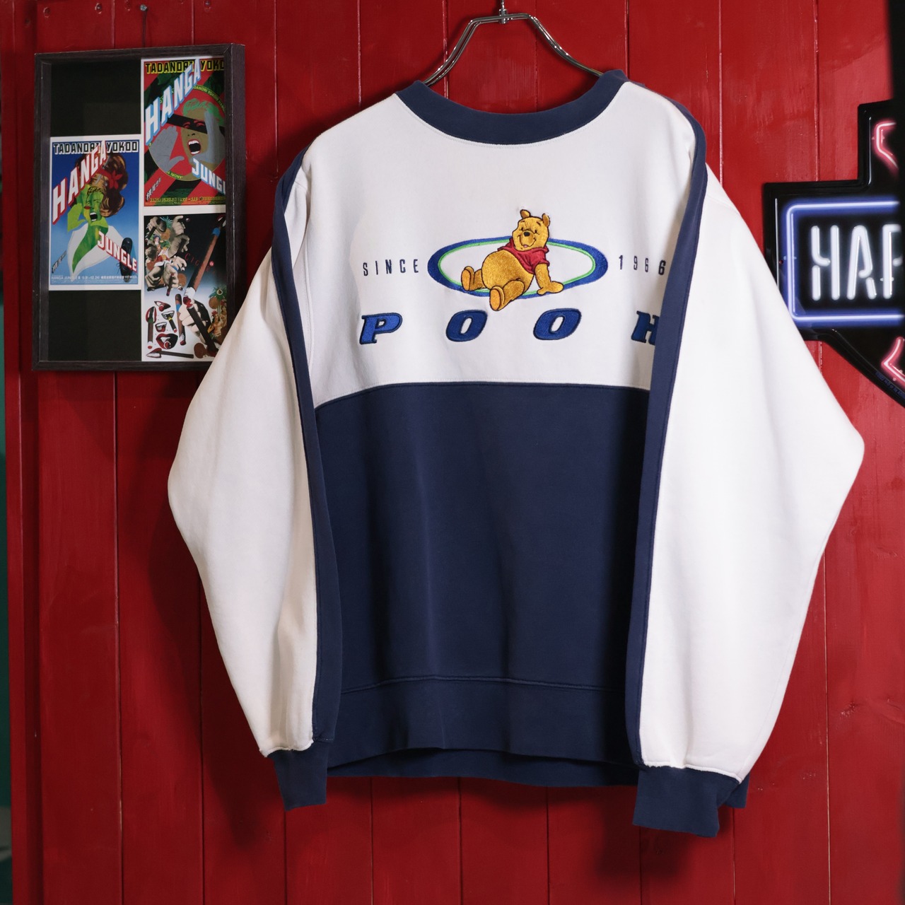 Disney POOH ツートンカラースウェット 刺繍 ディズニー プーさん