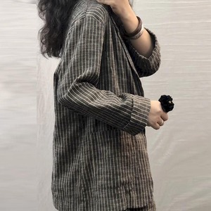 【Set-up】 Striped Single Button Blazer & Wide Leg Pants / ストライプ シングルボタン ブレザー & ワイドレッグ パンツ