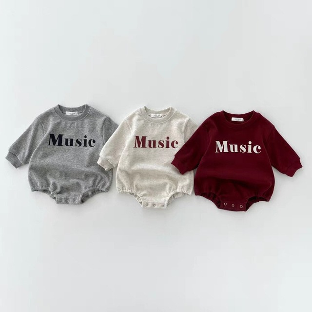 【BABY】韓国風　Music長袖ロンパース