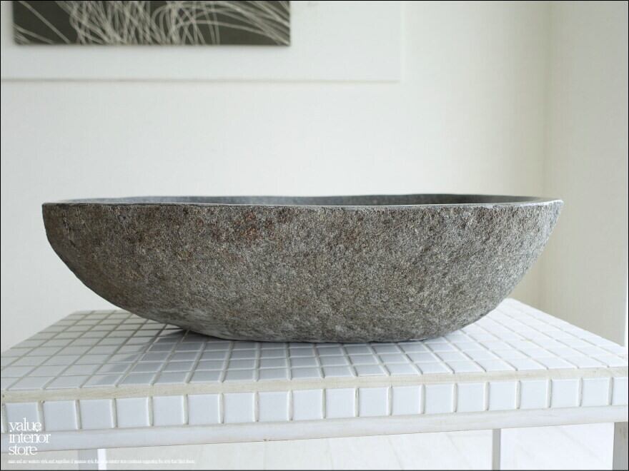 手洗鉢 自然石 洗面ボウルL-A04 洗面器 手洗いボウル 手洗い器 ウォッシュボウル 洗面資材 洗面材料 W50 x D41 x H14.5cm