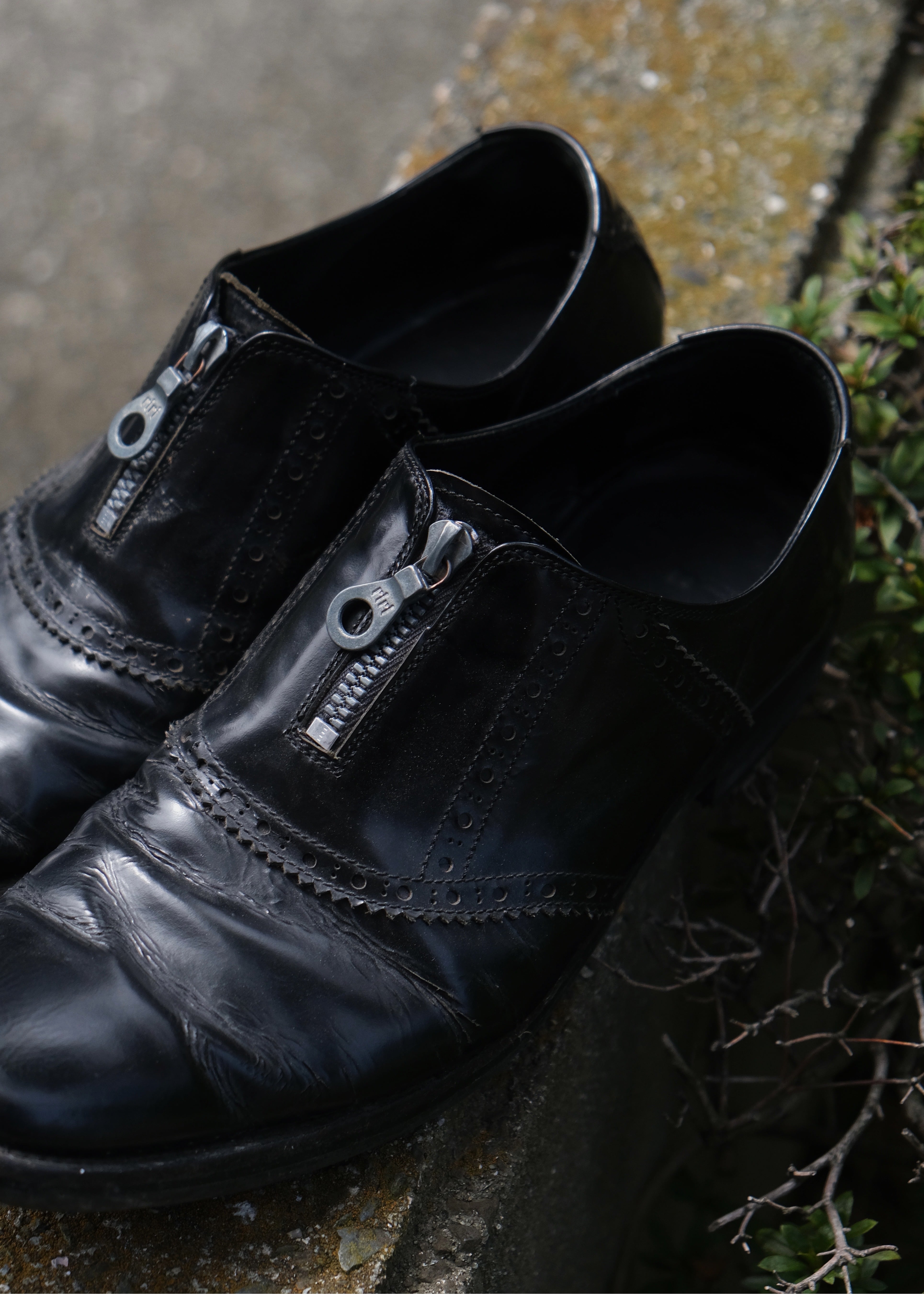 Yohji Yamamoto pour homme front zip leather shoes | CETTEN