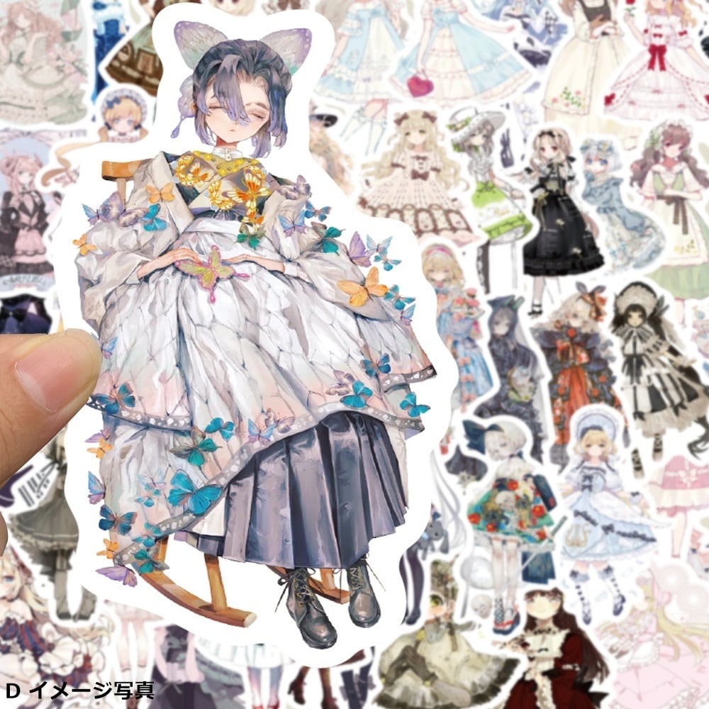 コラージュ シール 女の子 少女 ロリータ 50 スカート ステッカー 