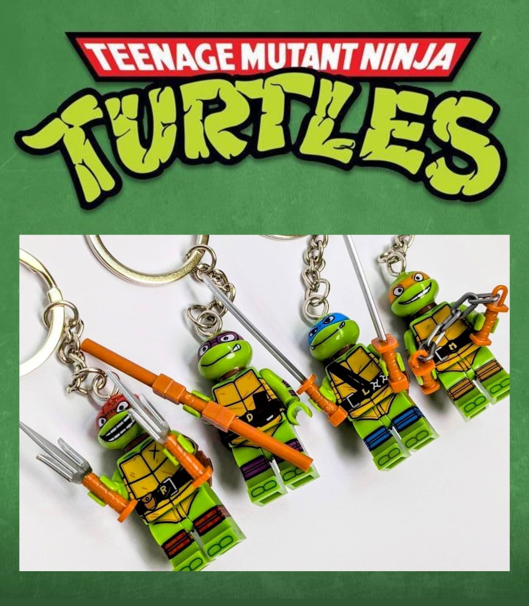 【ブロックフィギュアキーホルダー★各種★】『ティーンエイジ・ミュータント・ニンジャ・タートルズ』（Teenage Mutant Ninja Turtles） 〚アメリカン雑貨 アメトイ〛