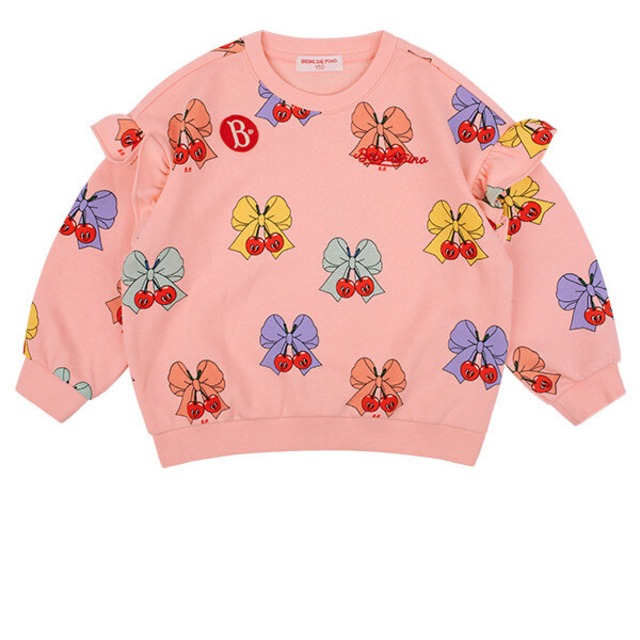 [BEBE DE PINO] All over ribbon cherry frill sweatshirt 正規品 韓国ブランド 韓国ファッション 韓国代行 韓国通販 ベベドピノ 日本 店舗 韓国 子供服