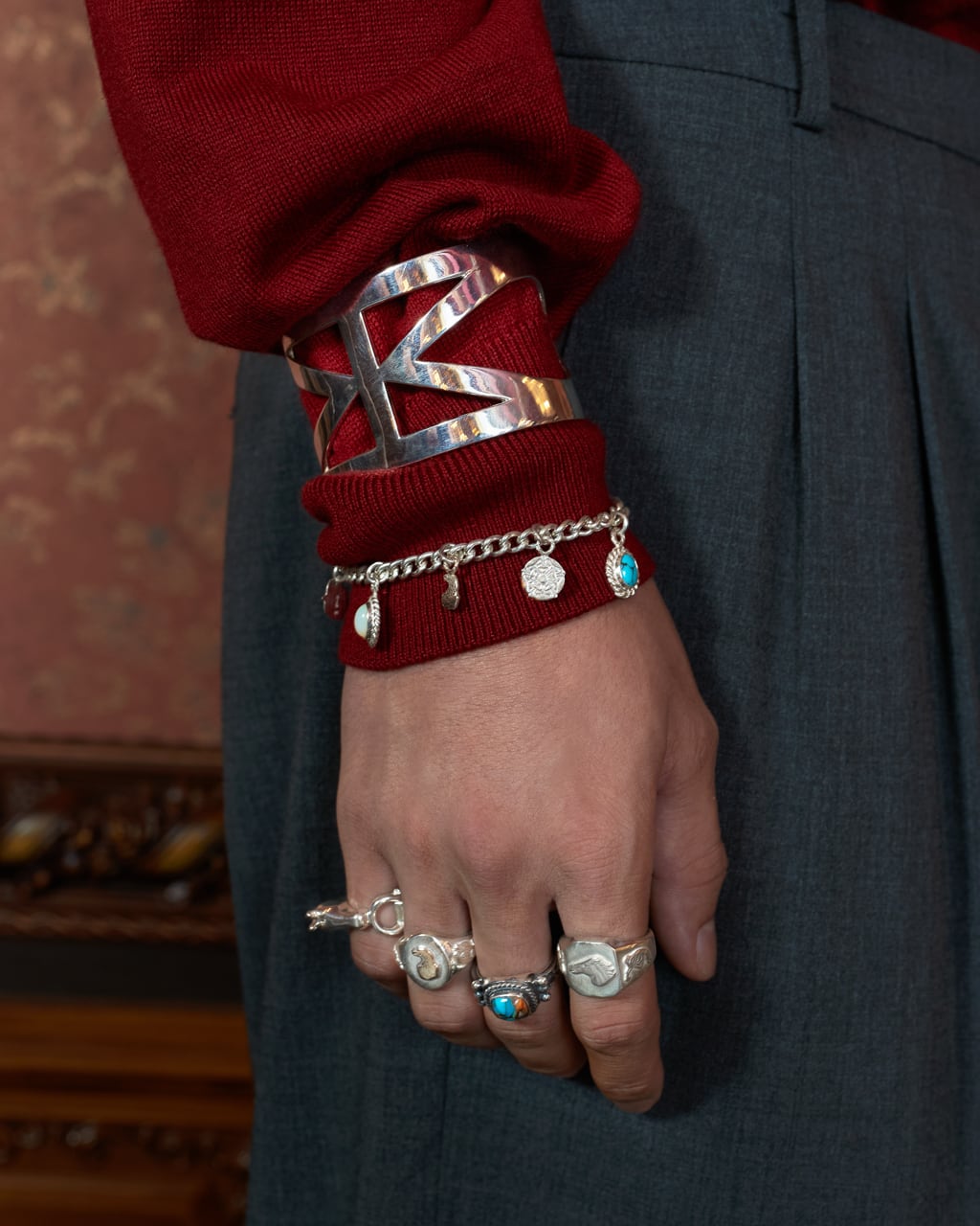 R-089 Oval signet ring olive (K10 eagle) | WAKAN SILVER SMITH