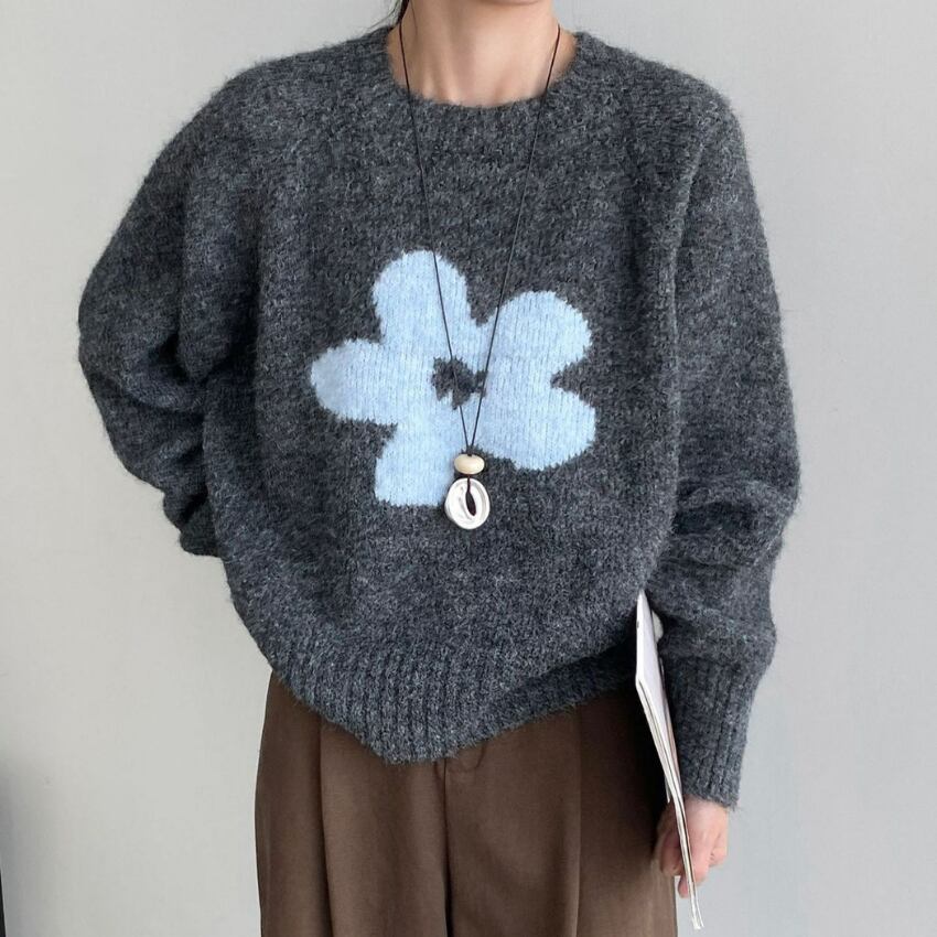floral crew neck sweater J00028