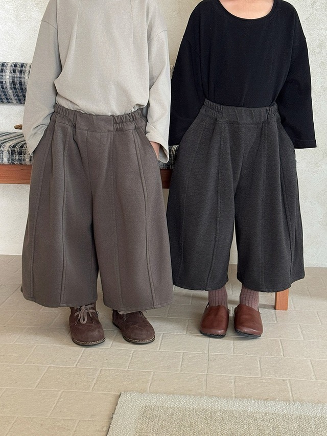 クロップドワイドパンツ（2色展開）JIAY｜ボトムス 半端丈｜小学生 ジュニア対応｜通学 普段着｜韓国子供服｜男の子 女の子｜80-140cm｜2026秋服 ［取寄］