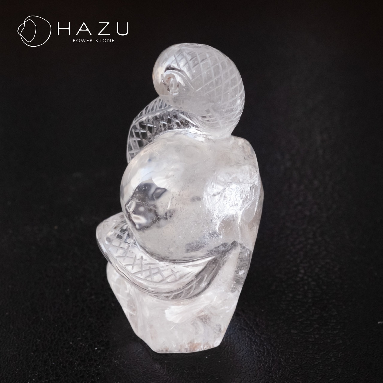 【一点もの】水晶の蛇彫（クォーツインクォーツ虹入り）